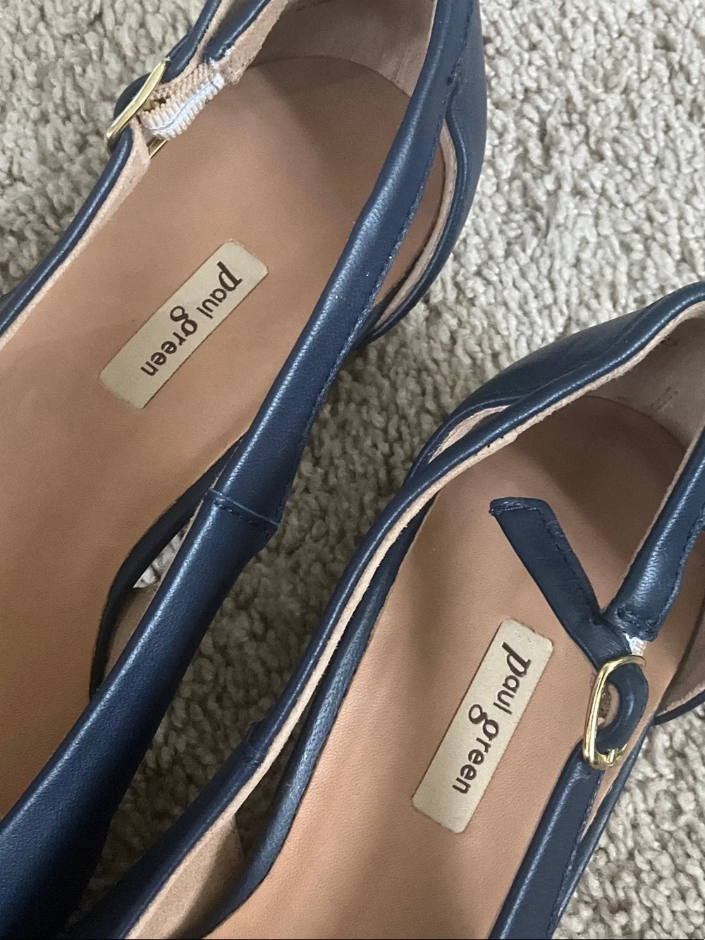 Paul Green Navy Pointed Slingback Flats
